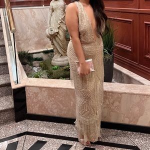 Beaded Deep V Sliver Dress